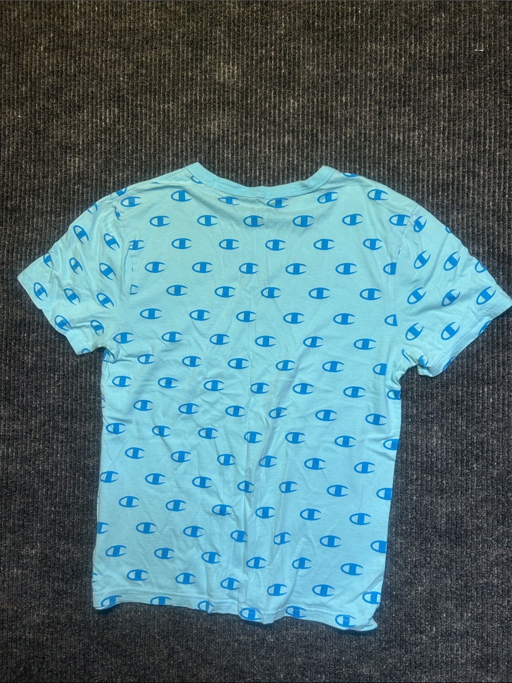 Champion Light Blue Tee with All-Over Blue Logos - Picture 3 of 3